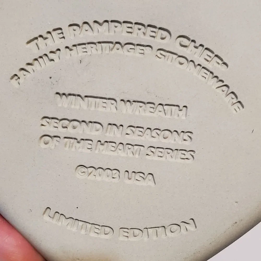 2003 Pampered‎ Chef Cookie Mold Family Heritage Stoneware Spring Autumn Winter 3